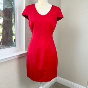 Brooks Brothers Sheath Dress Womens 8P Red Wool Blend Classic Chic Business